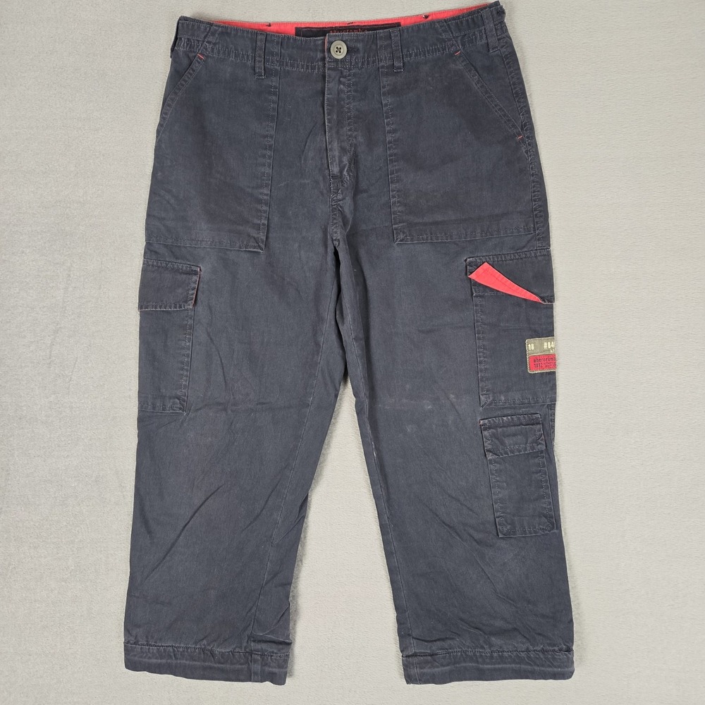 Vtg Abercrombie Fitch Cargo Shorts Youth 16 Navy Cargo Utility Paratroop *READ - Picture 1 of 10